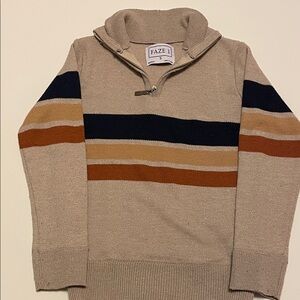FAZE 1 Toddler Boy Size 5 Tan Striped Half Zip Sweater